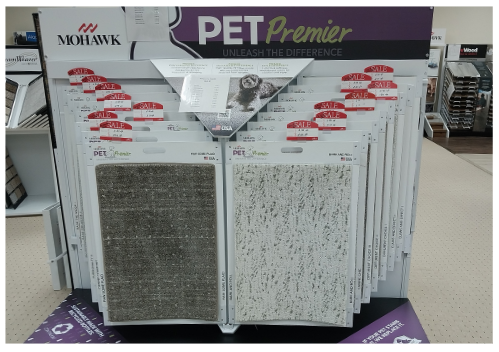 Mohawk Pet Premier carpet display at Schaeffer Floor Coverings