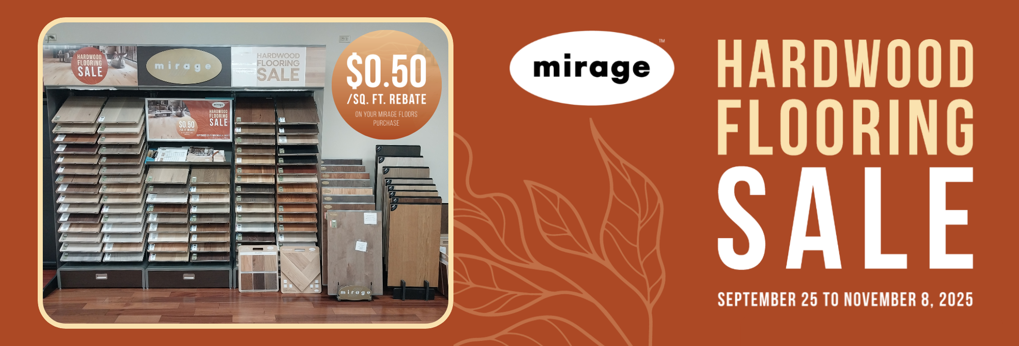 Mirage Hardwood Flooring Sale Banner